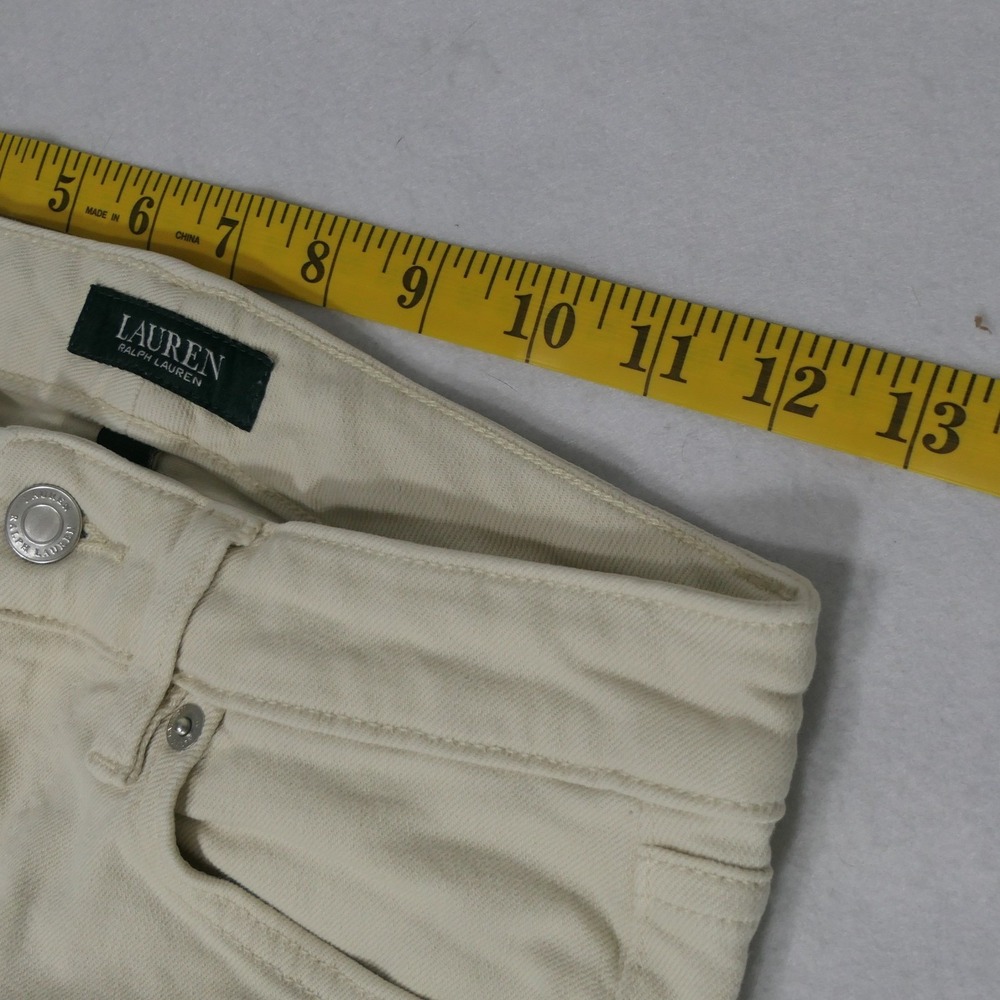 Lauren Ralph Lauren Womens Pants 0P Cream Denim Straight Leg Preppy Timeless - Picture 3 of 10